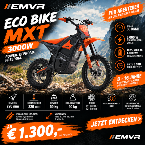 Preview: E-Cross Bike MXT 3000W 48V 20,8Ah 14/12"